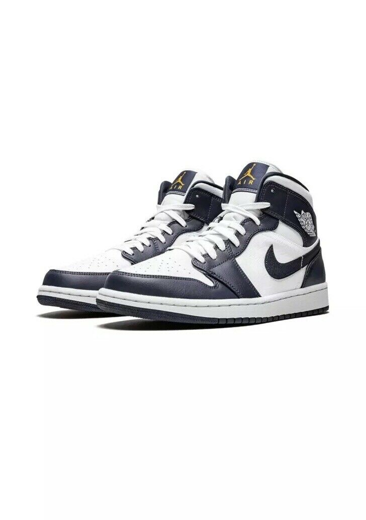 Jordan 1 Mid White Metallic Gold Obsidian